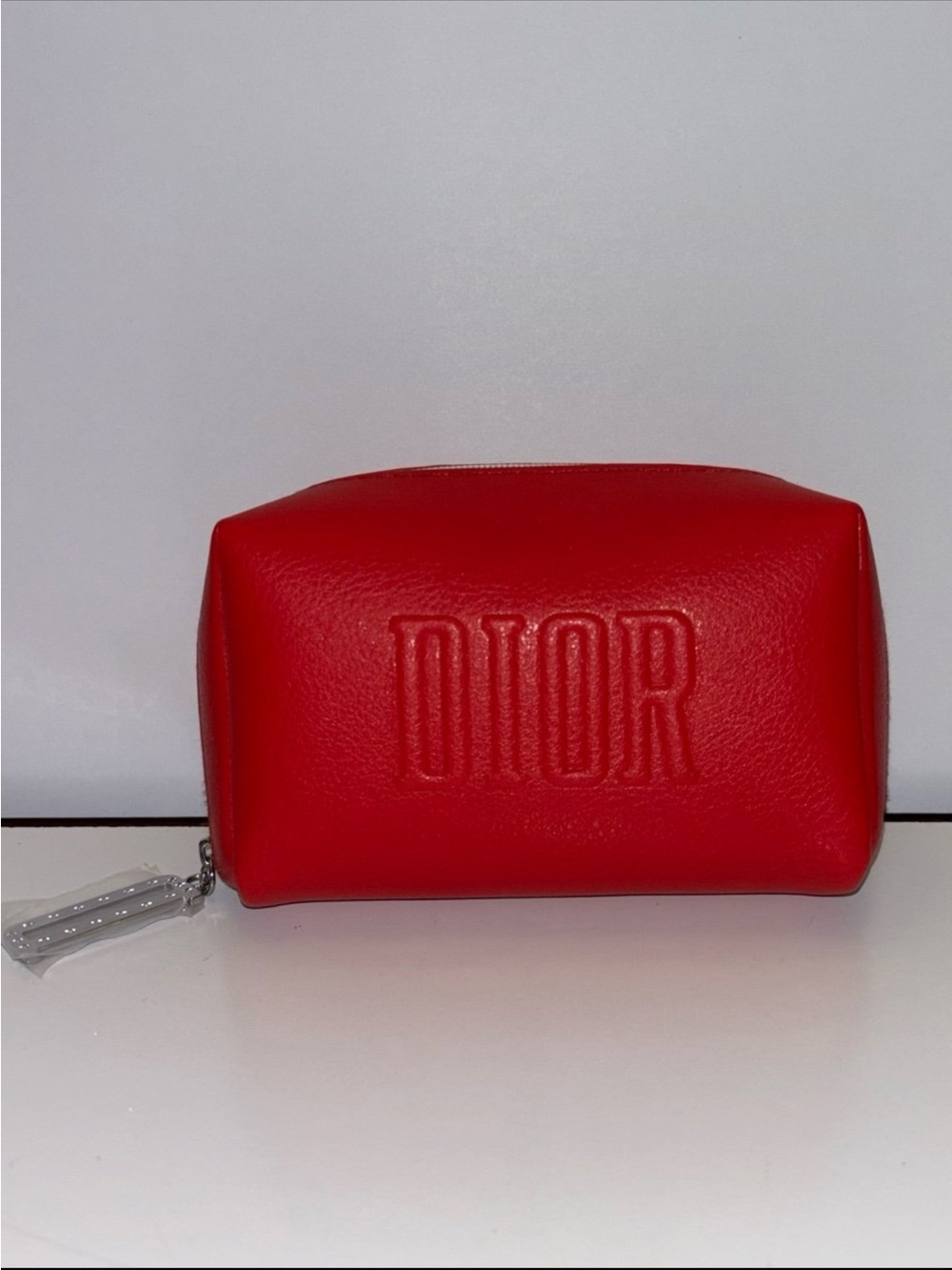 New Mini Red leather Dior beauty makeup pouch cosmetic bag